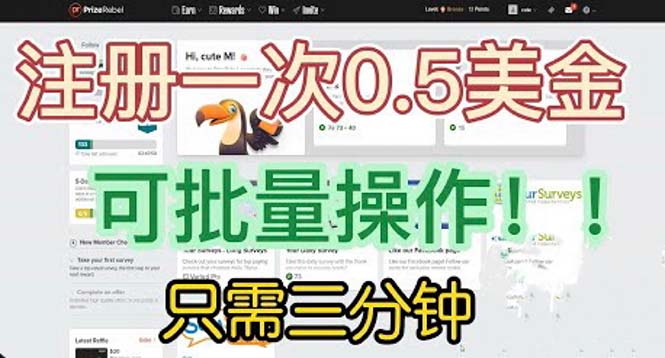 国外项目注册一次0.5美金 只需三分钟无脑操作 可批量放大 小白工作室福利-网创-网赚-项目-兼职青絲网创