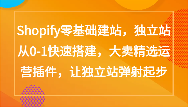 Shopify零基础建站，独立站从0-1快速搭建，大卖精选运营插件，让独立站弹射起步-网创-网赚-项目-兼职青絲网创