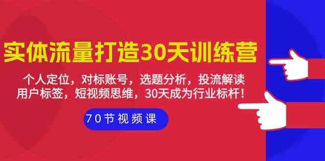 （9782期）实体-流量打造-30天训练营：个人定位，对标账号，选题分析，投流解读-70节-网创-网赚-项目-兼职青絲网创