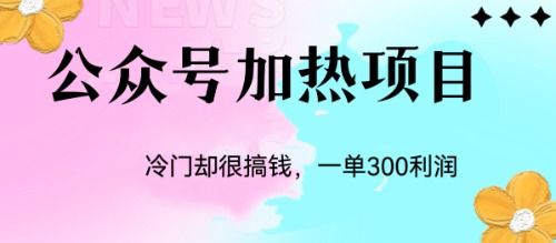 冷门公众号加热项目，一单利润300+-网创-网赚-项目-兼职青絲网创