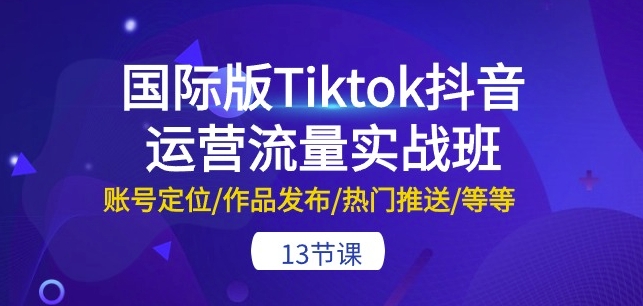 国际版Tiktok抖音运营流量实战班：账号定位/作品发布/热门推送/等等-13节-网创-网赚-项目-兼职青絲网创