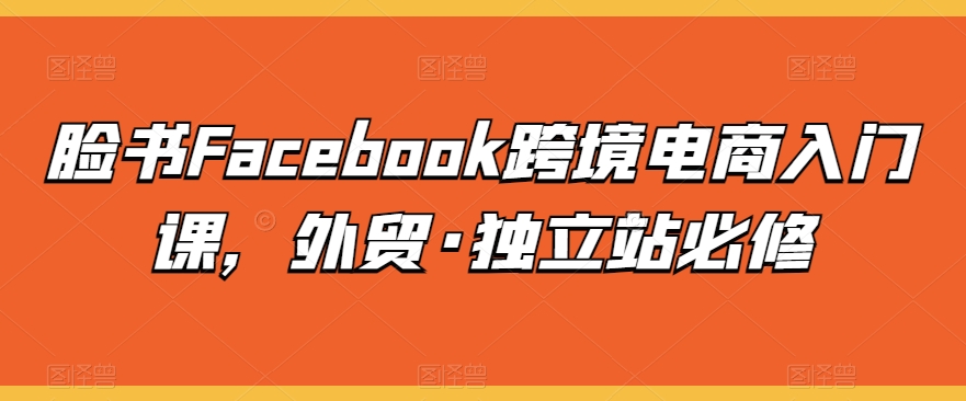 脸书Facebook跨境电商入门课，外贸·独立站必修-网创-网赚-项目-兼职青絲网创