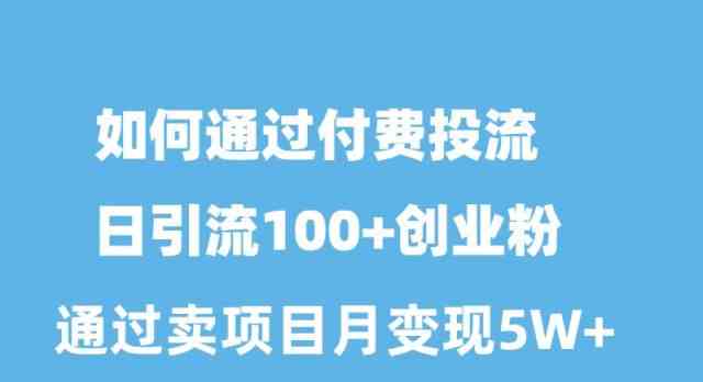 （10189期）如何通过付费投流日引流100+创业粉月变现5W+-网创-网赚-项目-兼职青絲网创