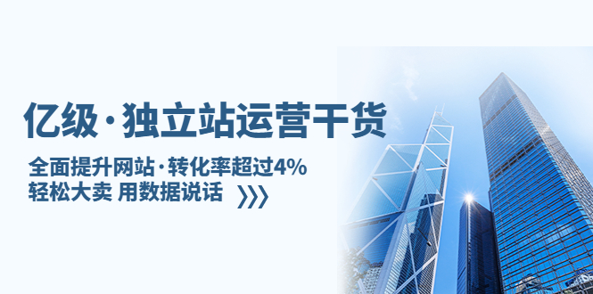 亿级·独立站运营干货：全面提升网站·转化率超过4%，轻松大卖 用数据说话-网创-网赚-项目-兼职青絲网创