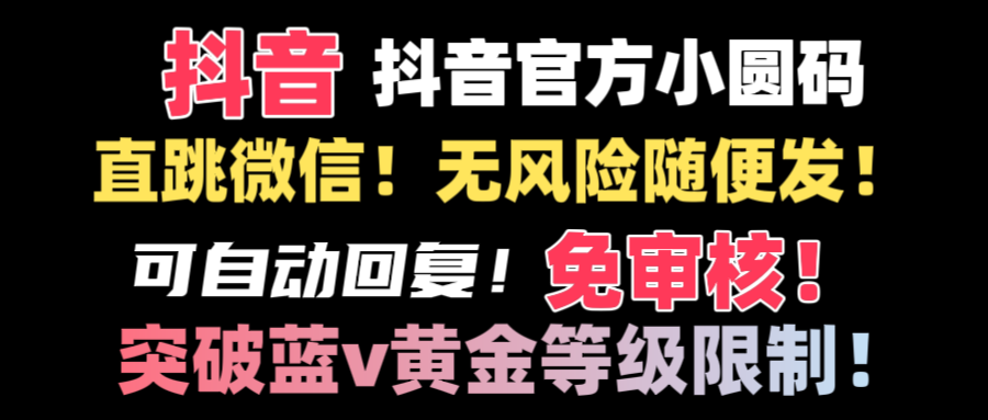 抖音二维码直跳微信技术！站内随便发不违规！！-网创-网赚-项目-兼职青絲网创