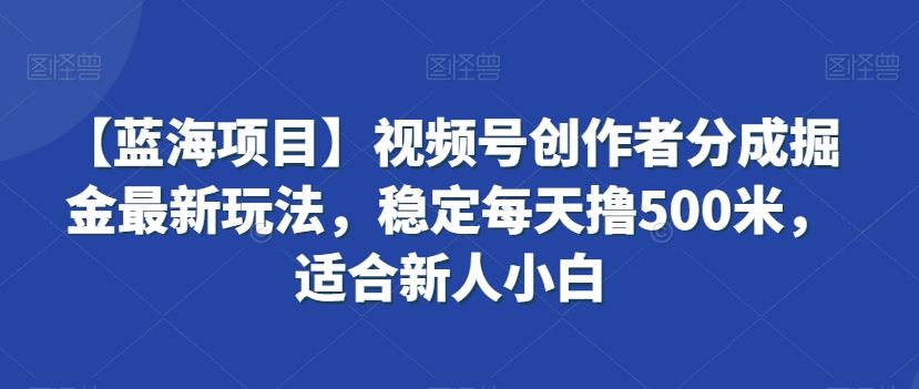视频号创作者分成掘金最新玩法，稳定每天撸500米，适合新人小白-网创-网赚-项目-兼职青絲网创