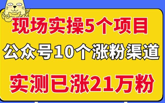 现场实操5个公众号项目，10个涨粉渠道，实测已涨21万粉！￼-网创-网赚-项目-兼职青絲网创