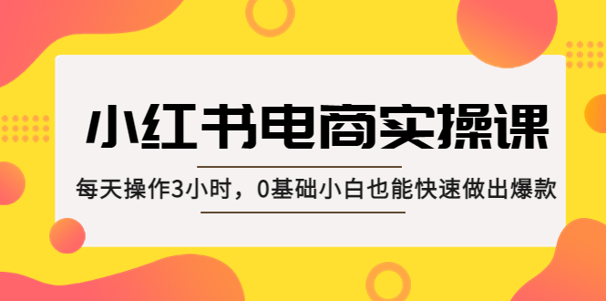 小红书·电商实操课：每天操作3小时，0基础小白也能快速做出爆款！-网创-网赚-项目-兼职青絲网创