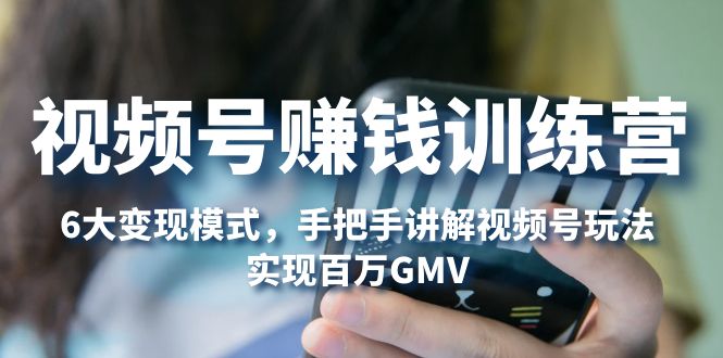 视频号赚钱训练营：6大变现模式，对平台的各项功能详细讲解，实现百万GMV-网创-网赚-项目-兼职青絲网创