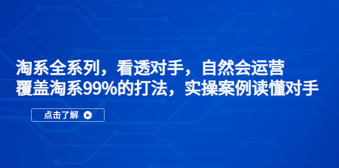 淘系全系列，看透对手，自然会运营，覆盖淘系99%·打法，实操案例读懂对手-网创-网赚-项目-兼职青絲网创