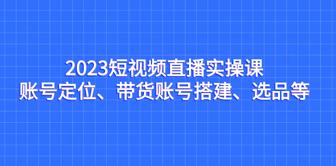 2023短视频直播实操课，账号定位、带货账号搭建、选品等-网创-网赚-项目-兼职青絲网创