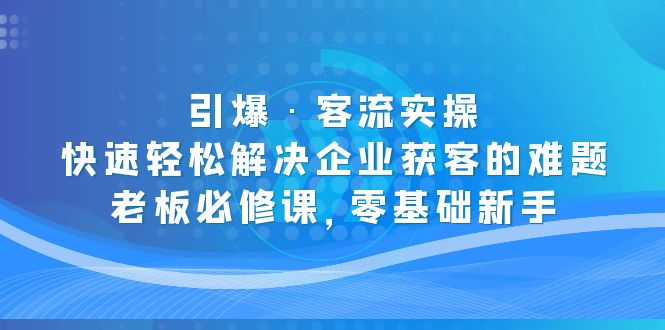 引爆·客流实操：快速轻松解决企业获客的难题，老板必修课，零基础新手-网创-网赚-项目-兼职青絲网创