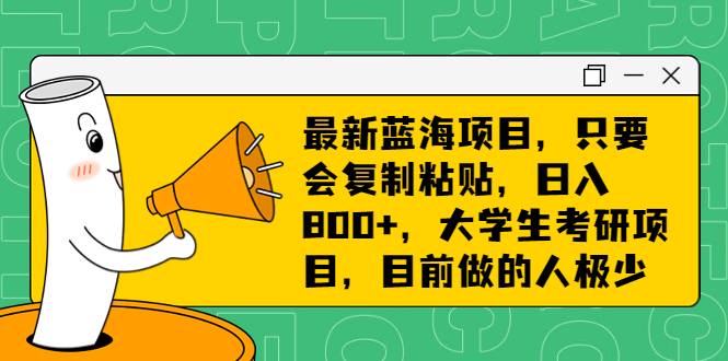 最新蓝海项目，只要会复制粘贴，日入800+，大学生考研项目，目前做的人极少-网创-网赚-项目-兼职青絲网创