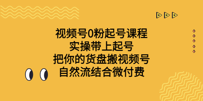 视频号0粉起号课程 实操带上起号 把你的货盘搬视频号 自然流结合微付费-网创-网赚-项目-兼职青絲网创