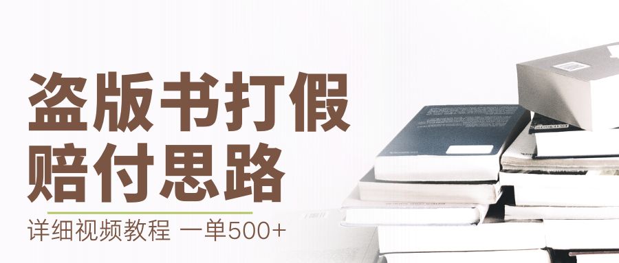 最新盗版书赔付打假项目，一单利润500+【详细玩法视频教程】-网创-网赚-项目-兼职青絲网创