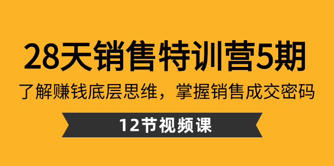 28天·销售特训营5期：了解赚钱底层思维，掌握销售成交密码（12节课）-网创-网赚-项目-兼职青絲网创