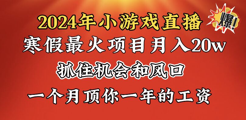 2024年寒假爆火项目，小游戏直播月入20w+，学会了之后你将翻身-网创-网赚-项目-兼职青絲网创