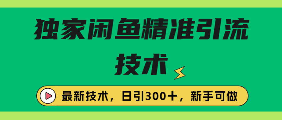 独家闲鱼引流技术，日引300＋实战玩法-网创-网赚-项目-兼职青絲网创