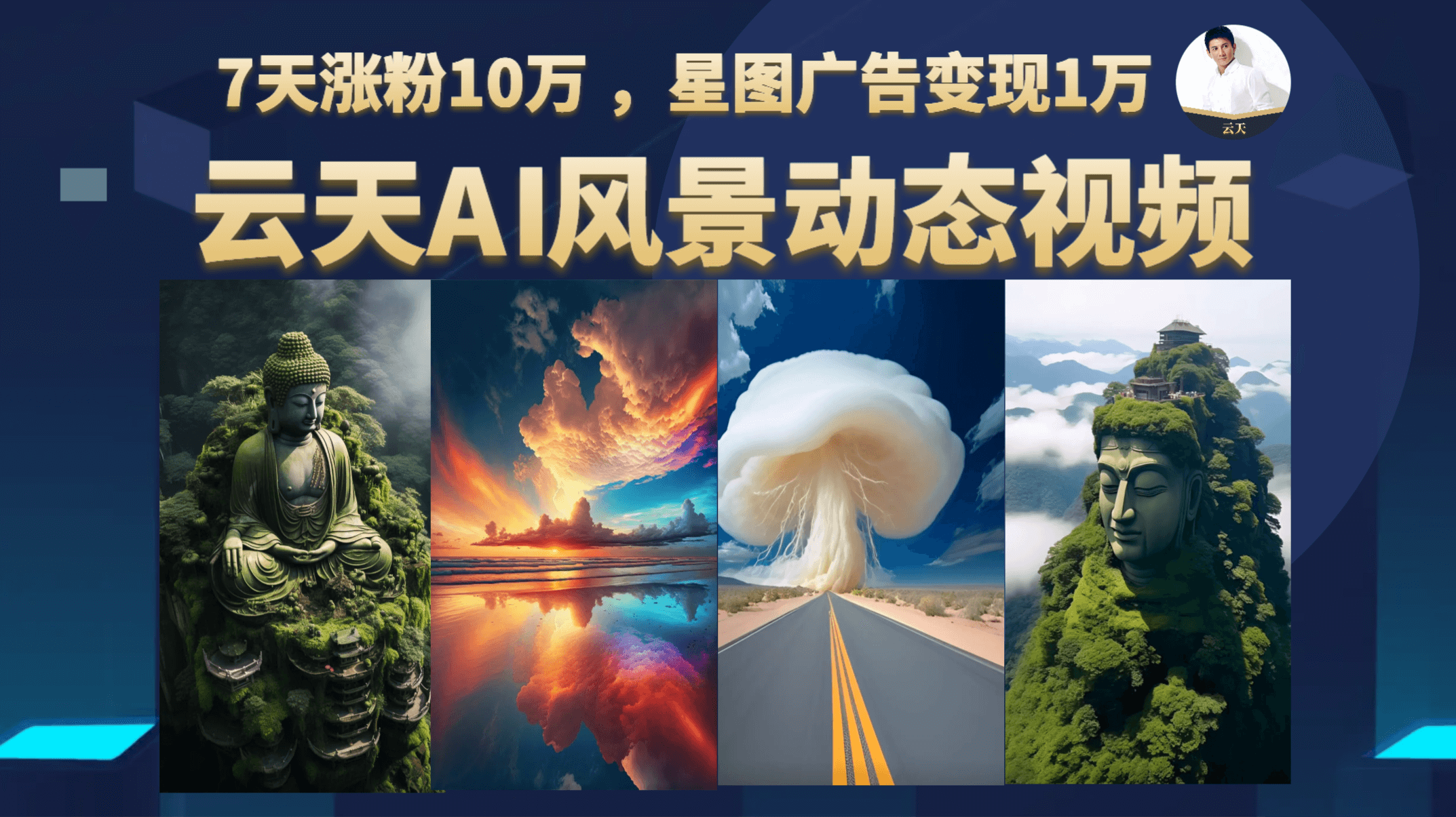 云天AI风景动图视频制作，7天涨粉10万 ，星图广告变现1万-网创-网赚-项目-兼职青絲网创