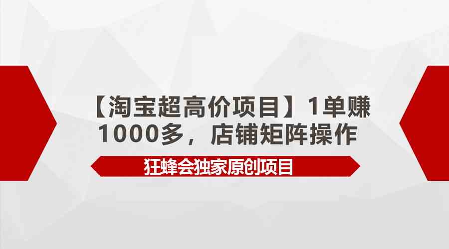 （9849期）【淘宝超高价项目】1单赚1000多，店铺矩阵操作-网创-网赚-项目-兼职青絲网创