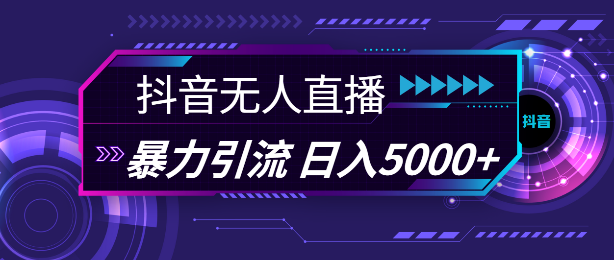 抖音无人直播，暴利引流，日入5000+-网创-网赚-项目-兼职青絲网创
