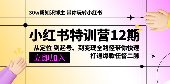 （10666期）小红书特训营12期：从定位 到起号、到变现全路径带你快速打通爆款任督二脉-网创-网赚-项目-兼职青絲网创
