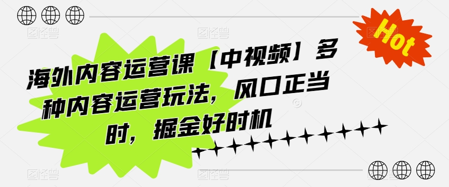 海外内容运营课【中视频】多种内容运营玩法，风口正当时，掘金好时机-网创-网赚-项目-兼职青絲网创