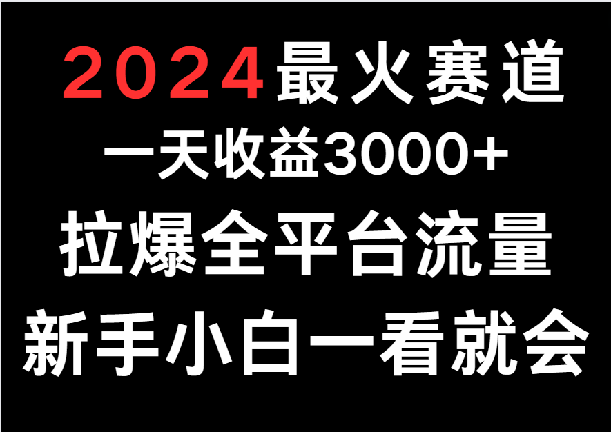 2024最火赛道，一天收一3000+.拉爆全平台流量，新手小白一看就会-网创-网赚-项目-兼职青絲网创