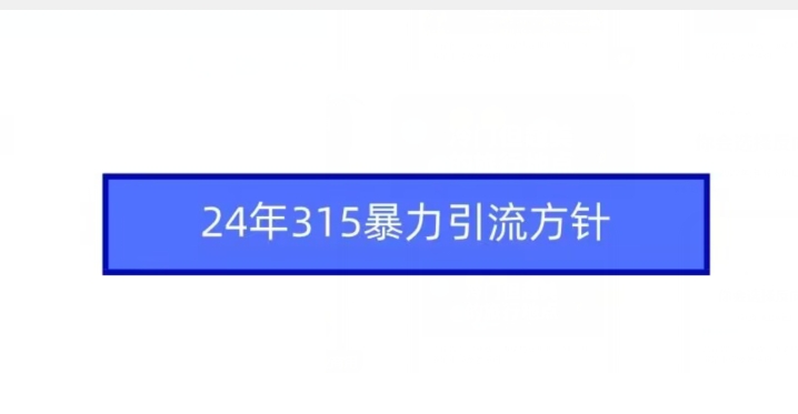 24年315暴力引流方针-网创-网赚-项目-兼职青絲网创