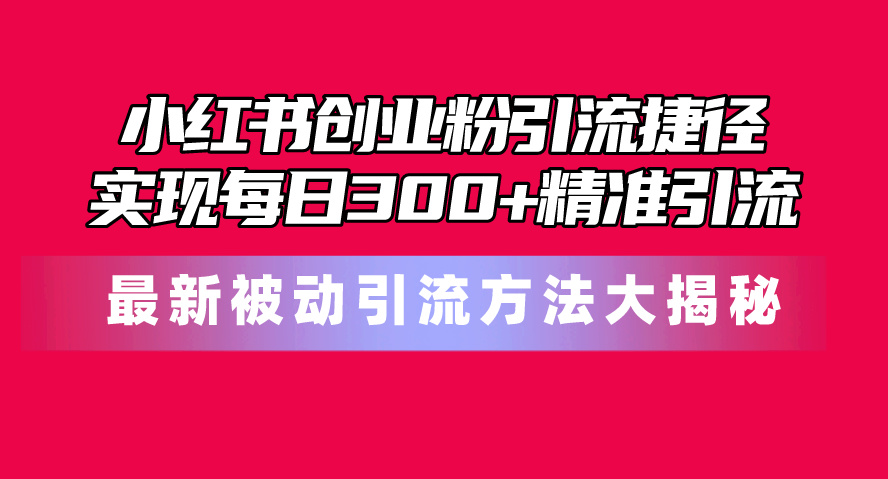 （10692期）小红书创业粉引流捷径！最新被动引流方法大揭秘，实现每日300+精准引流-网创-网赚-项目-兼职青絲网创