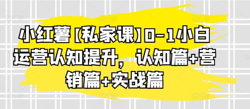 小红薯【私家课】0-1小白运营认知提升，认知篇+营销篇+实战篇-网创-网赚-项目-兼职青絲网创