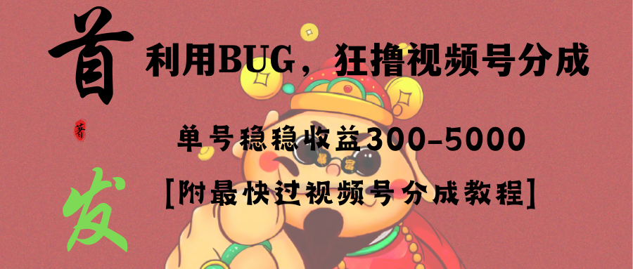 全网独家首发，视频号BUG，超短期项目，单号每日净收益300-5000！-网创-网赚-项目-兼职青絲网创