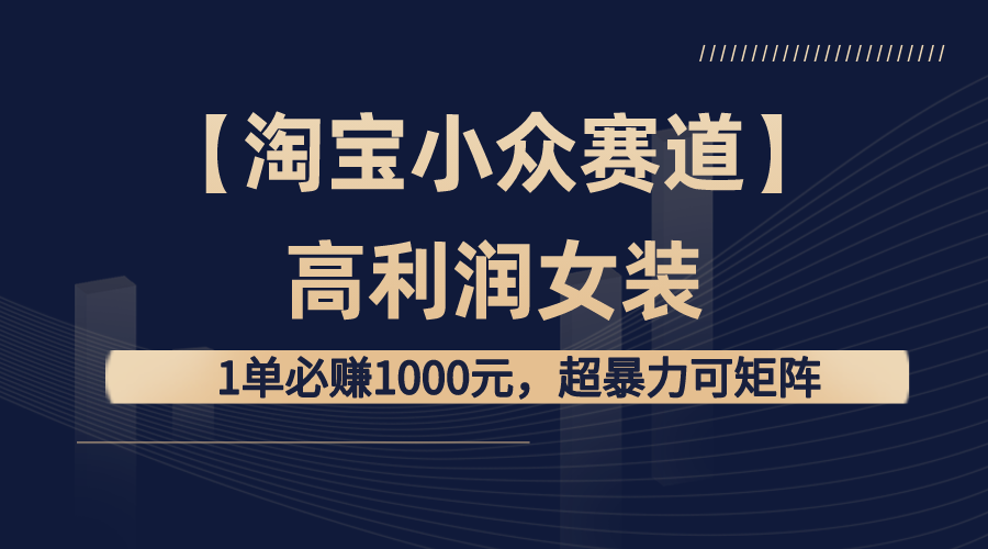 【淘宝小众赛道】高利润女装：1单必赚1000元，超暴力可矩阵-网创-网赚-项目-兼职青絲网创
