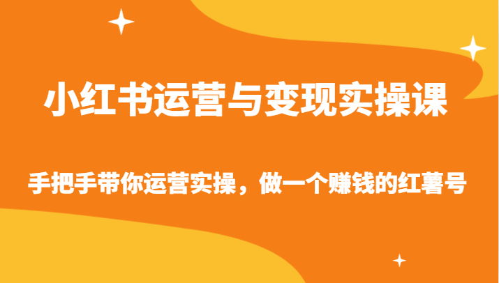 小红书运营与变现实操课-手把手带你运营实操，做一个赚钱的红薯号-网创-网赚-项目-兼职青絲网创