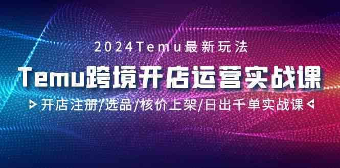 2024Temu跨境开店运营实战课，开店注册/选品/核价上架/日出千单实战课-网创-网赚-项目-兼职青絲网创