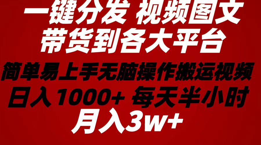 （10667期）2024年 一键分发带货图文视频  简单易上手 无脑赚收益 每天半小时日入1…-网创-网赚-项目-兼职青絲网创