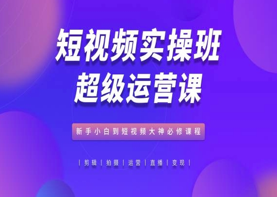 短视频实操班超级运营课，新手小白到短视频大神必修课程-网创-网赚-项目-兼职青絲网创
