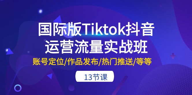 国际版Tiktok抖音运营流量实战班：账号定位/作品发布/热门推送/等等（13节）-网创-网赚-项目-兼职青絲网创