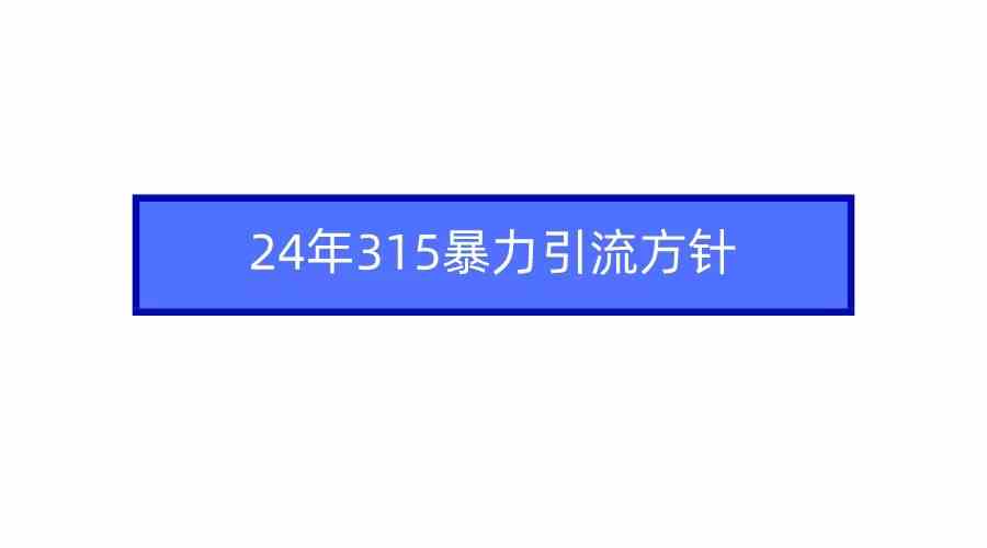 （9398期）2024年315暴力引流方针-网创-网赚-项目-兼职青絲网创