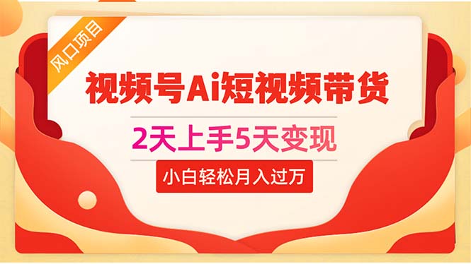 （10807期）2天上手5天变现视频号Ai短视频带货0粉丝0基础小白轻松月入过万-网创-网赚-项目-兼职青絲网创