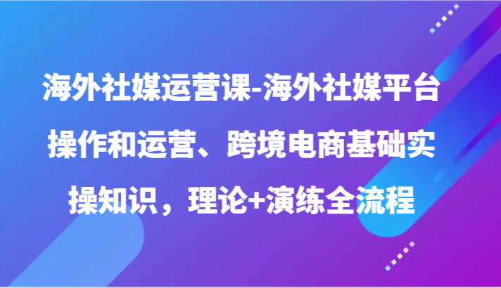 海外社媒运营课-海外社媒平台操作和运营、跨境电商基础实操知识，理论+演练全流程-网创-网赚-项目-兼职青絲网创