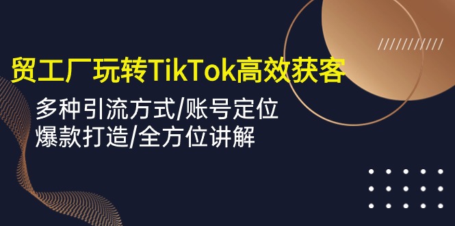 外贸工厂玩转TikTok高效获客，多种引流方式/账号定位/爆款打造/全方位讲解-网创-网赚-项目-兼职青絲网创