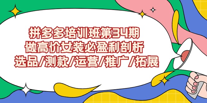 拼多多培训班第34期：做高价女装必盈利剖析 选品/测款/运营/推广/拓展-网创-网赚-项目-兼职青絲网创
