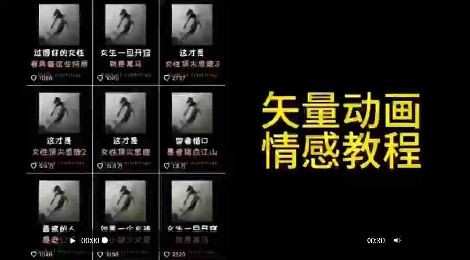 （9334期）矢量动画情感教程：高点赞涨粉，适合情感、思维、创业教育等赛道-网创-网赚-项目-兼职青絲网创