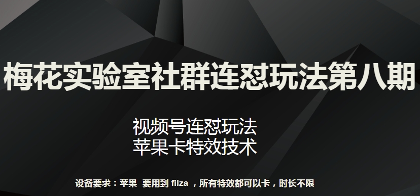 梅花实验室社群连怼玩法第八期，视频号连怼玩法 苹果卡特效技术-网创-网赚-项目-兼职青絲网创