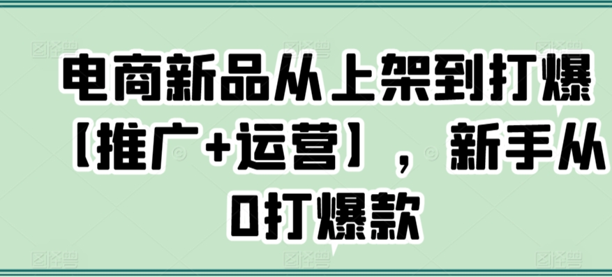 电商新品从上架到打爆【推广+运营】，新手从0打爆款-网创-网赚-项目-兼职青絲网创