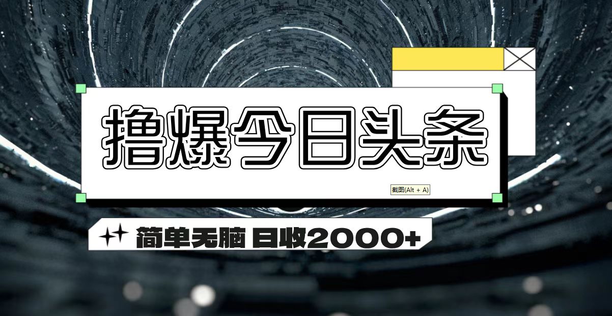 撸爆今日头条 简单无脑操作 日收2000+-网创-网赚-项目-兼职青絲网创