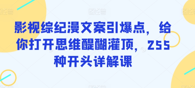影视综纪漫文案引爆点，给你打开思维醍醐灌顶，255种开头详解课-网创-网赚-项目-兼职青絲网创