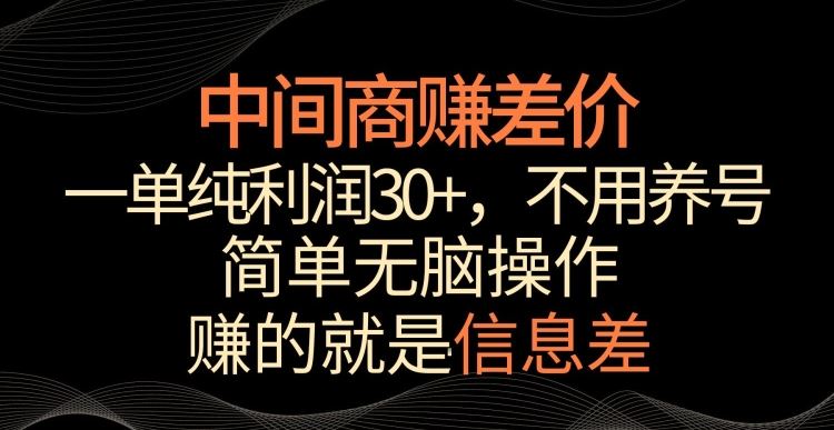 中间商赚差价，一单纯利润30+，简单无脑操作，赚的就是信息差，轻轻松松日入1000+【揭秘】-网创-网赚-项目-兼职青絲网创
