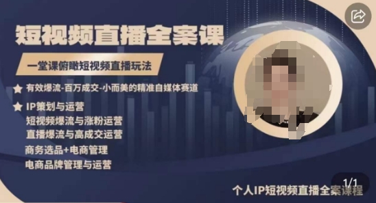高品质IP短视频直播全案课程，一堂课俯瞰短视频直播玩法-网创-网赚-项目-兼职青絲网创
